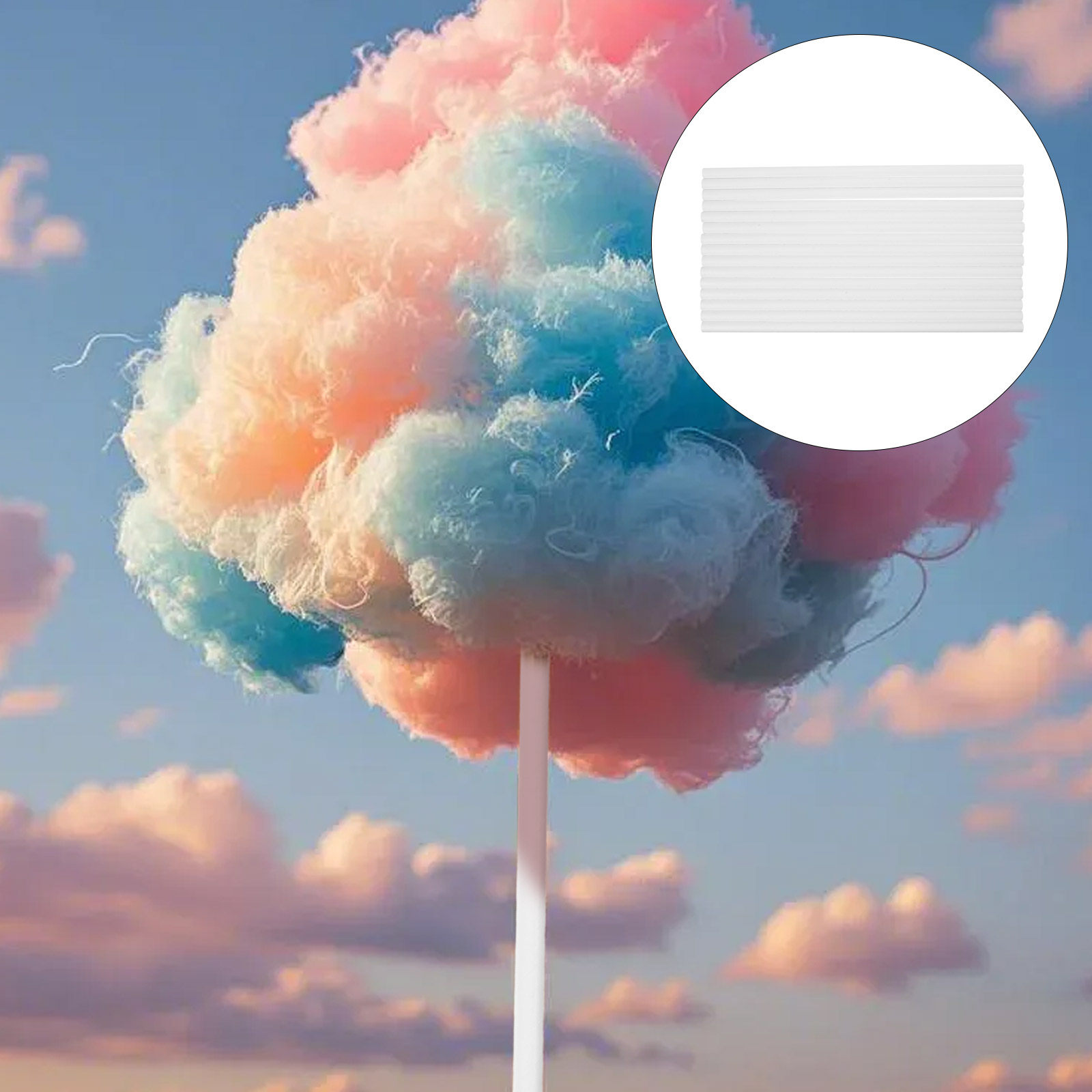 Cotton Candy Cones Paper Sticks - 50 stuks 11,79 inch suikerspin-papierstokjes, multifunctionele