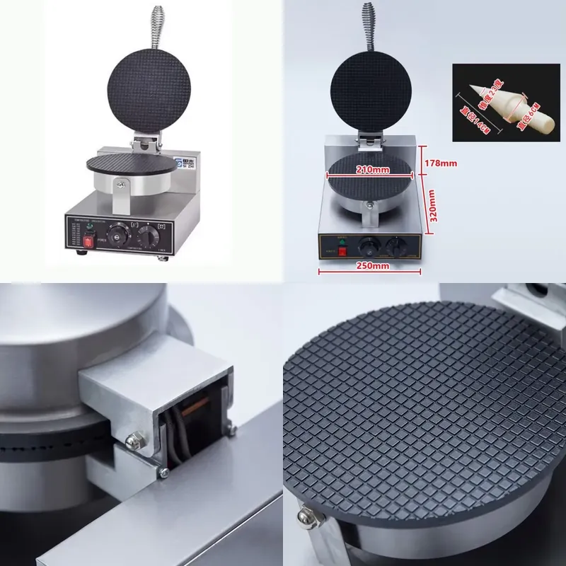 Commercial Waffle Cone Maker Ice Cream - TEBAK Fabrieksnackautomaten Elektrische Wafelmachine IJscoornmaker Commerciële