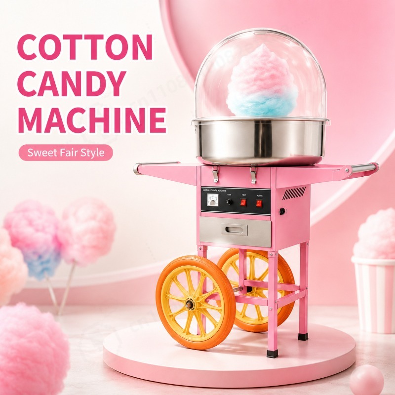 Commercial Cotton Candy Machine Cart - Mobiele suikerspinautomaat met wielen, commerciële suikerspinautomaat,