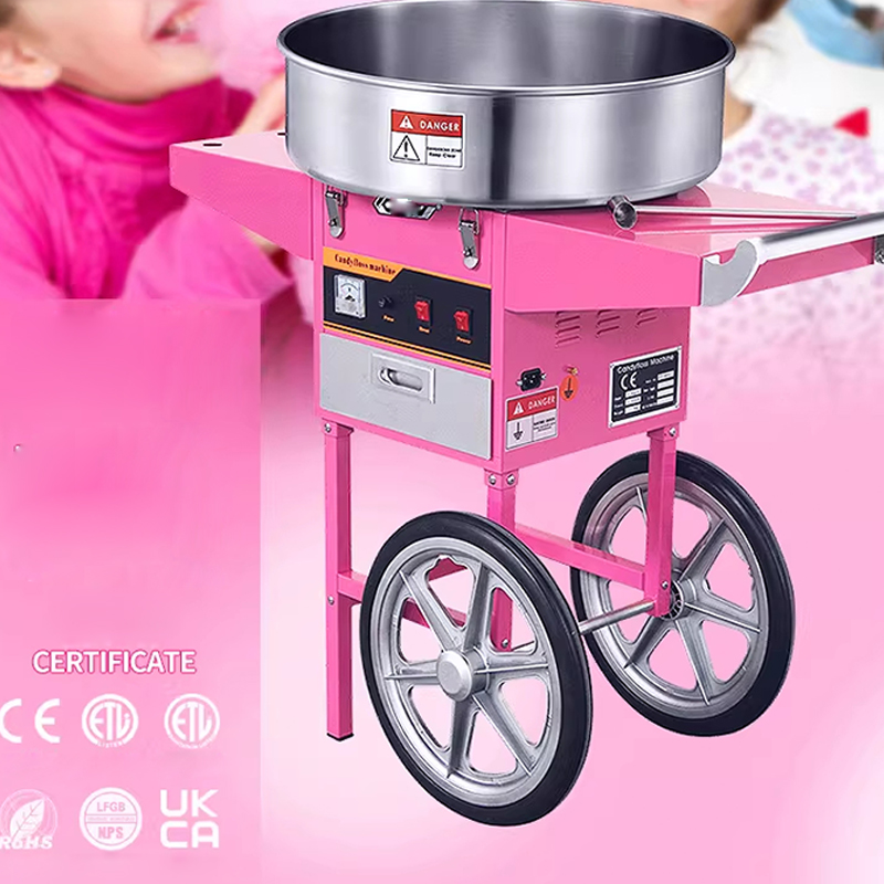 Commercial Cotton Candy Machine Cart - Elektrische suikerspinmachine met kar, commerciële suikerspinmaker,