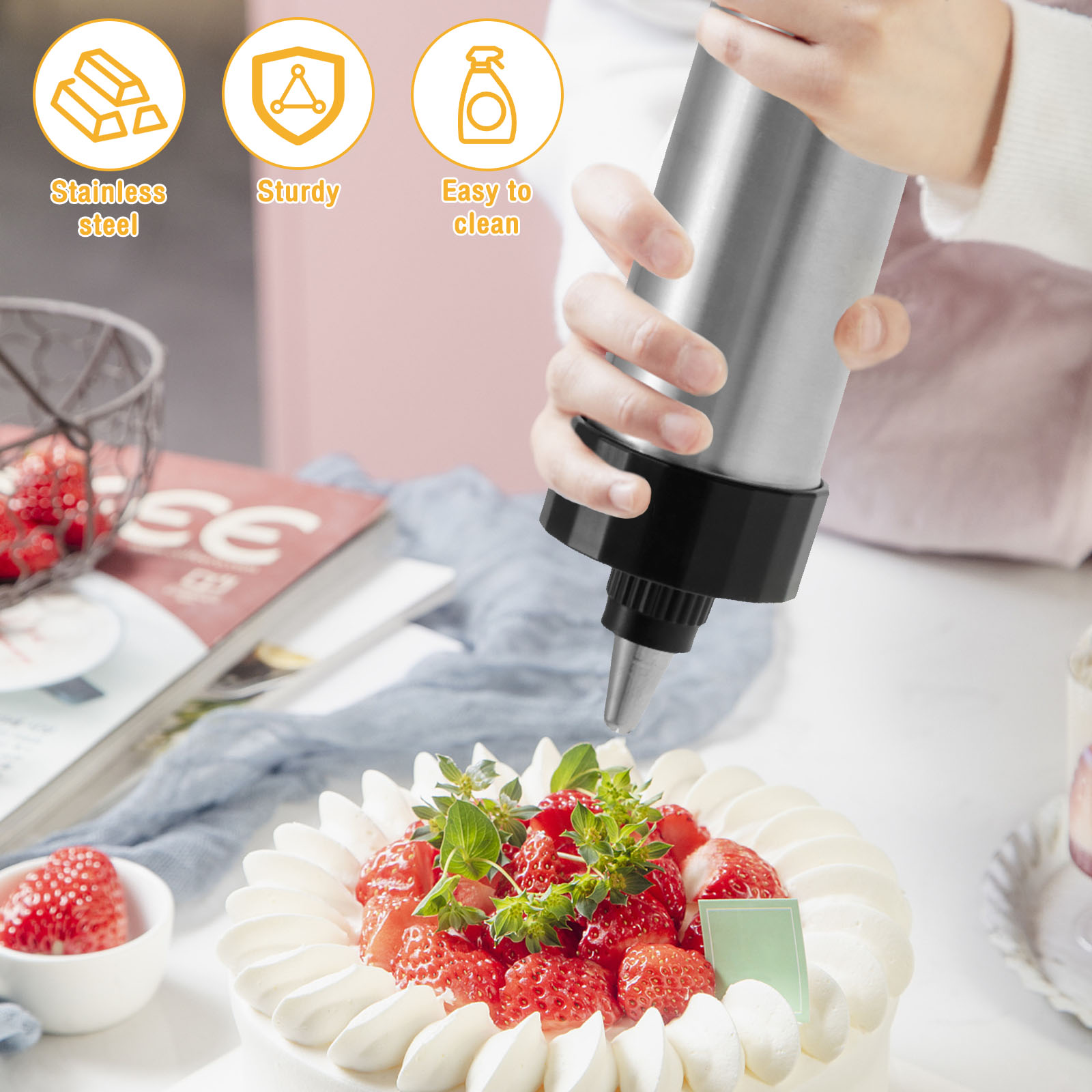 Cookie Press Gun Kit Rvs Handl - Churros Extruder Machine Manual recensie en prijs