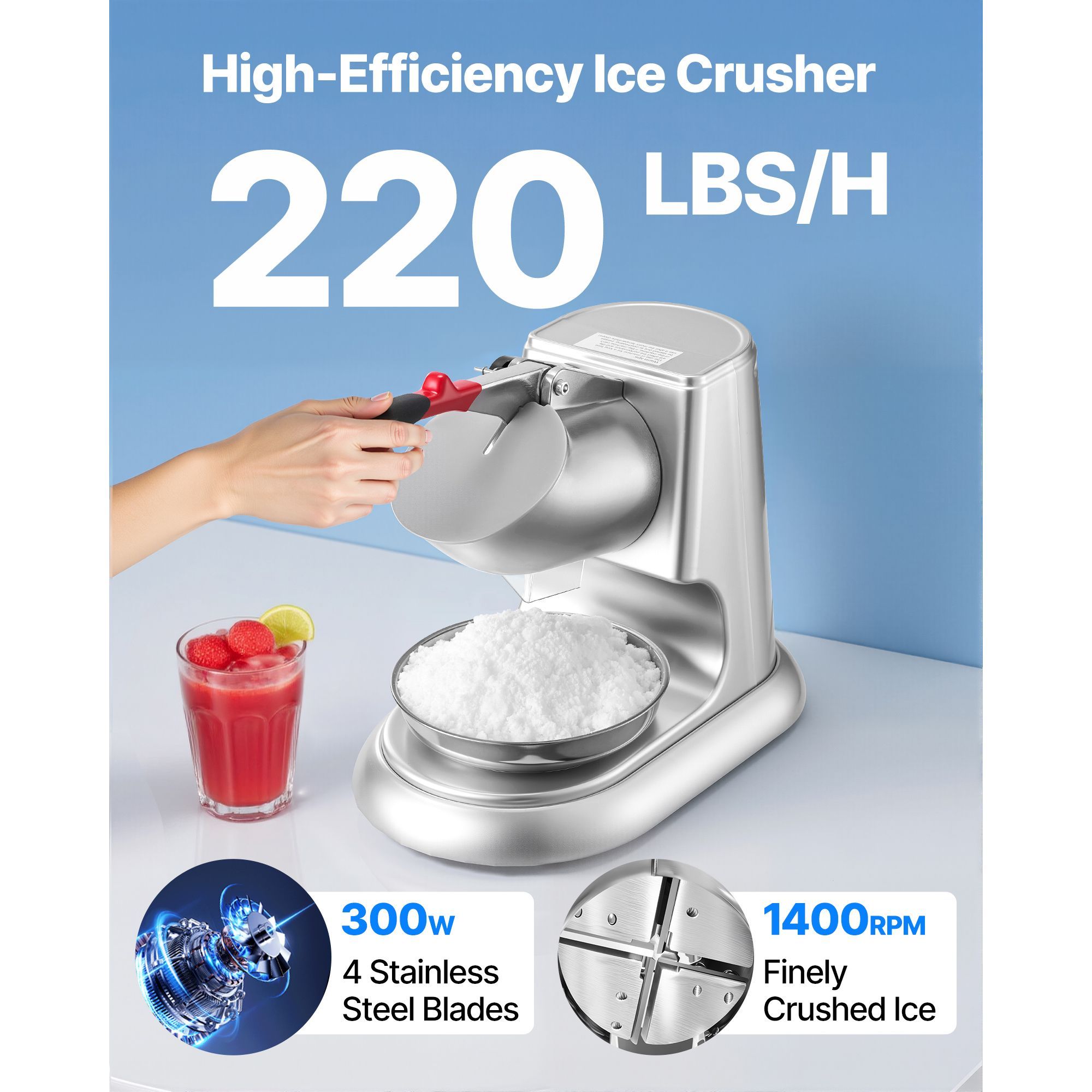 IJsmachine, 220 lbs per uur, e - Snow Cone Shaved Ice Machine recensie en prijs