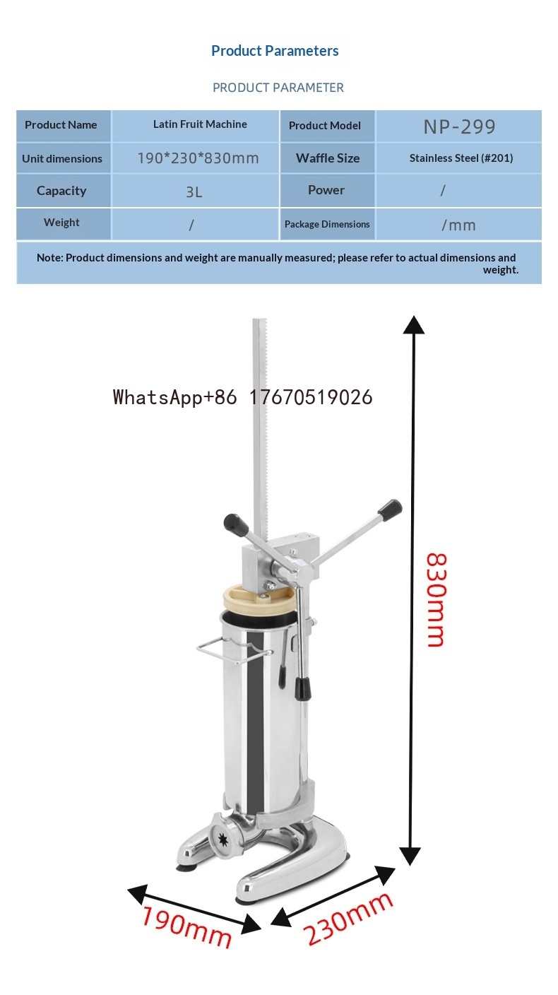 Industriële Churros-vuller, ha - Churros Extruder Machine Manual recensie en prijs