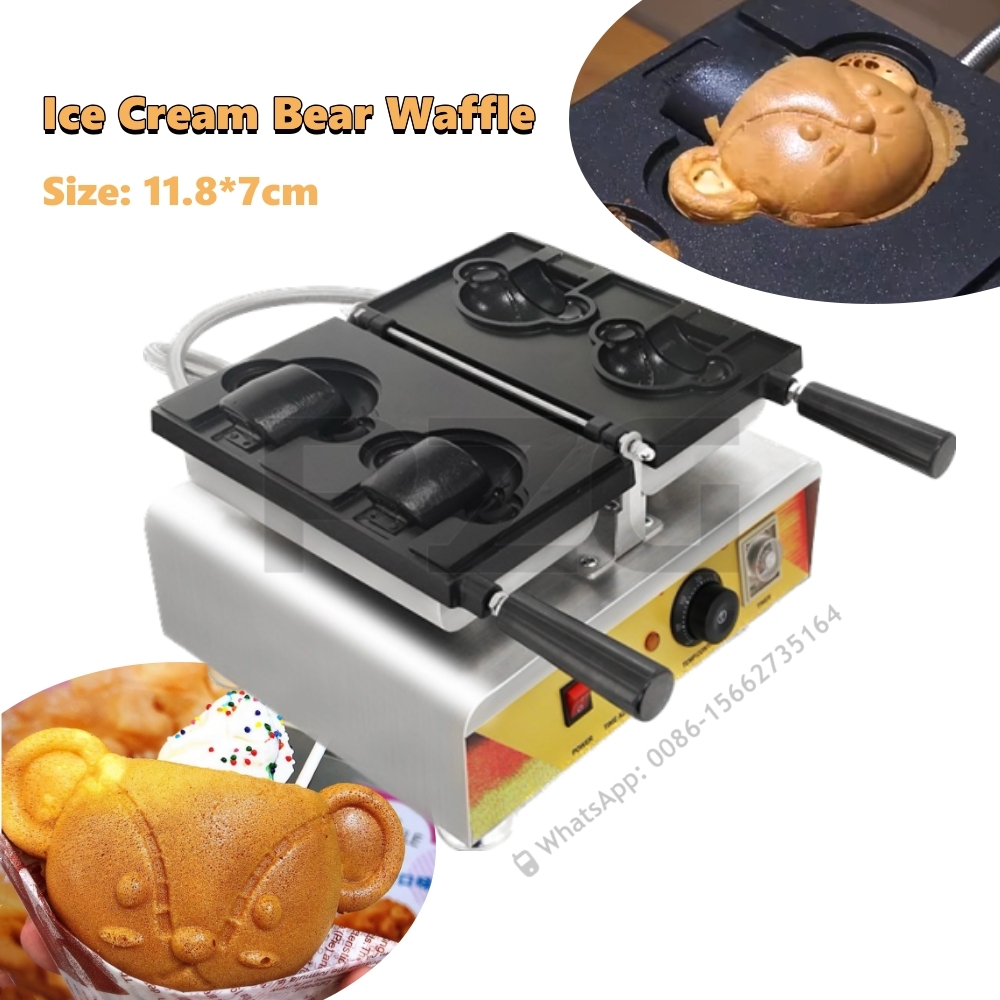 2 stuks Teddybeer-vormige mini - Commercial Waffle Cone Maker Ice Cream recensie en prijs