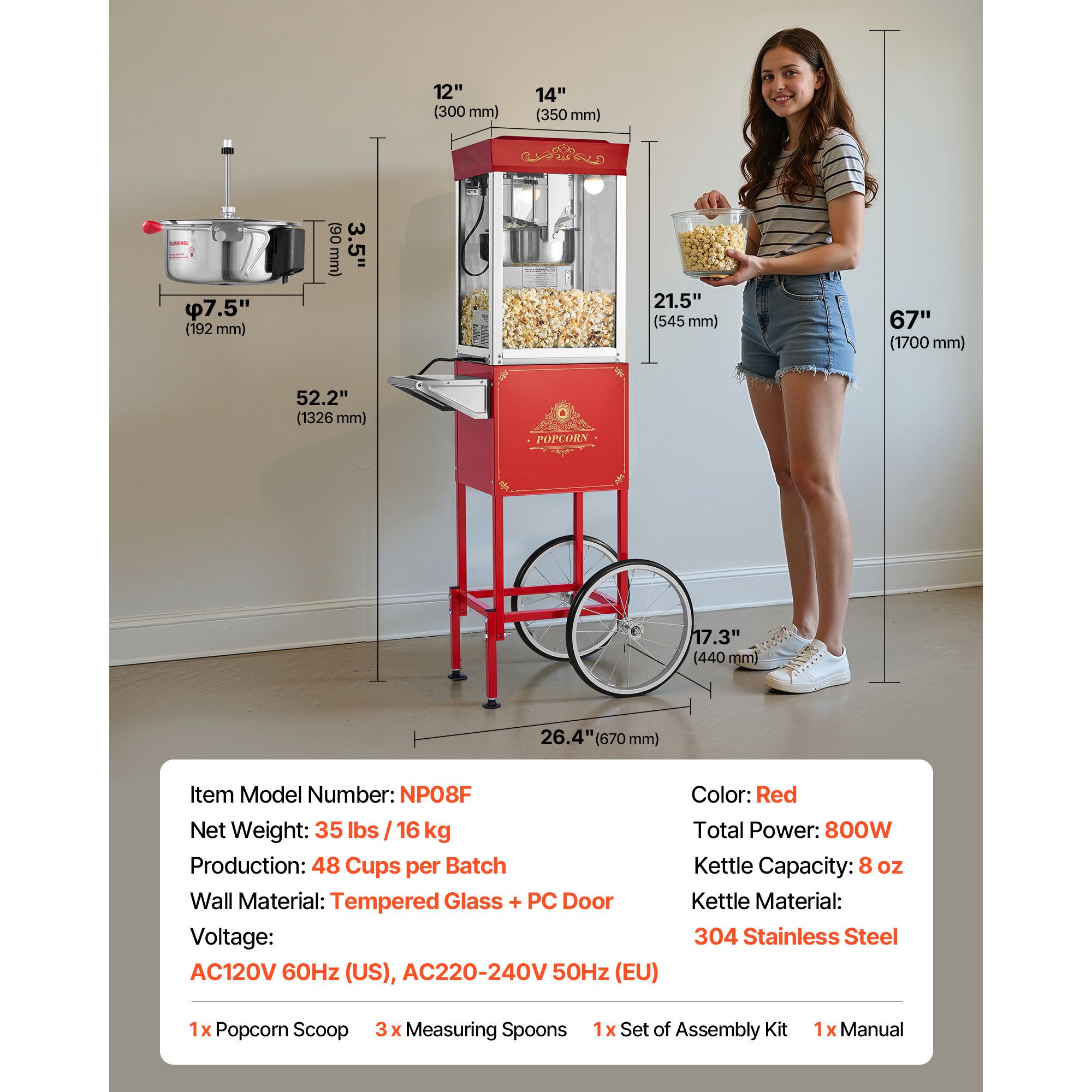 Popcornmachine met karretje, 8 - Commercial Popcorn Maker 8Oz recensie en prijs